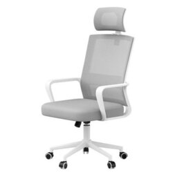White Gray Mesh Office Ergonomic Chair Swivel Lift Computer Desk Adjustable Height - thumbnail 1