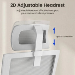 White Gray Mesh Office Ergonomic Chair Swivel Lift Computer Desk Adjustable Height - thumbnail 3