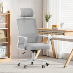 White Gray Mesh Office Ergonomic Chair Swivel Lift Computer Desk Adjustable Height - thumbnail 4
