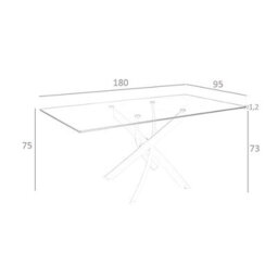 Angel Cerda Stylish Rectangular Tempered Glass Dining Table With White Steel Legs - thumbnail 7
