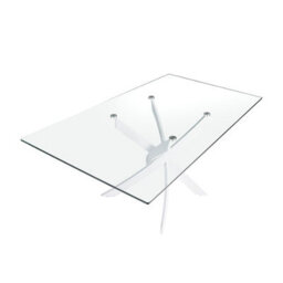 Angel Cerda Stylish Rectangular Tempered Glass Dining Table With White Steel Legs - thumbnail 6
