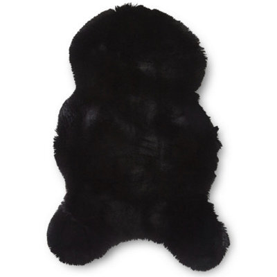 Sheepskin Black Plain Shaggy Rug, 50mm Thickness Modern Rug, Luxurious Rug For Living Room, & Dining Room-60Cm X 90Cm (Single) - image 1