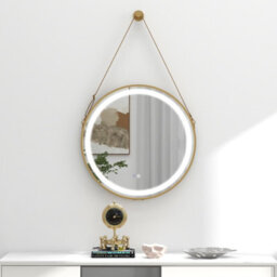 Costway Hanging Bathroom Mirror 60 Cm Round Wall Mirror W/ 3 Colors Led Light - thumbnail 3