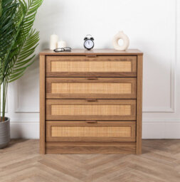 Home Treats Chest Of 4 Drawer's Wooden Rattan Furniture