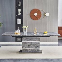 Furniture in Fashion Parini Large Extending Dining Table In Melange Marble Effect - thumbnail 4