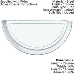 Stylish Wall Light With Chrome Finish And White Glass Shade - E27 Bulb Required - thumbnail 2
