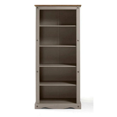 Grey Wax 5 Shelf Solid Pine Bookcase - image 1
