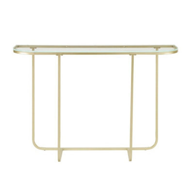 Urbn-Living Urbnliving 112 Cm Width 76Cm Height With Glass Top And Golden Leg Entry Console Side Sofa Accent Table - image 1
