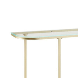 Urbn-Living Urbnliving 112 Cm Width 76Cm Height With Glass Top And Golden Leg Entry Console Side Sofa Accent Table - thumbnail 5