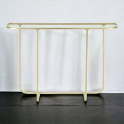 Urbn-Living Urbnliving 112 Cm Width 76Cm Height With Glass Top And Golden Leg Entry Console Side Sofa Accent Table - thumbnail 6