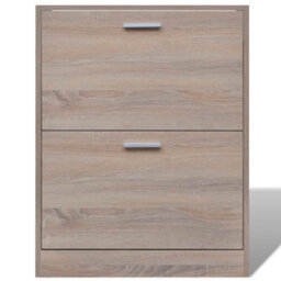 Berkfield Oak Look Wooden Shoe Cabinet With 2 Compartments - thumbnail 3