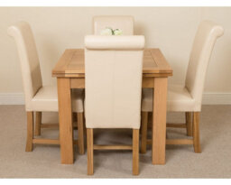 That's Furniture Richmond 90Cm - 150Cm Square Oak Extending Dining Table And 4 Chairs Dining Set With Washington Ivory Leather Chairs - thumbnail 2