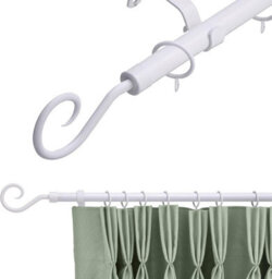 Lister Cartwright 19 mm Extendable Metal Curtain Pole Rods - White (Crook Finials, 210-360 Cm) - thumbnail 1