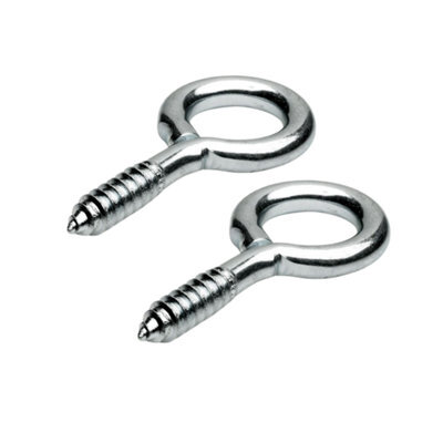2X Screw Eyes 75X7.3mm Bzp Steel - Rust-Resistant Hooks For Hanging Cables, Lights - Indoor & Outdoor Use