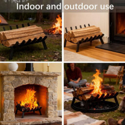Heavy Duty Steel Fire Grate Heat Resistant Log Rack With Reinforced Legs High Airflow Design Rust Proof Finish Indoor Outdoor Use - thumbnail 5