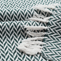Ehc Herringbone Cotton Throw For Double Bed Sofa Couch,150 X 200 Cm, Hunter Green - thumbnail 4