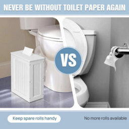 Bathroom Storage Unit Slimline Toilet Roll Paper Holder Cabinet Tidy Box U - thumbnail 4