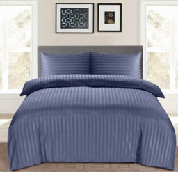 Ameha Stripe Duvet Set Reversible Bedding Set With Pillowcase Breathable Microfiber Quilt Cover Washed Blue Double Size 200X200Cm - thumbnail 7