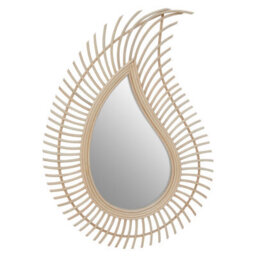 Orsina Teardrop Natural Rattan Wall Mirror, Large Wood Wall Mirror, Mirror With Rattan Frame, Reliable Tear Mirror - thumbnail 2