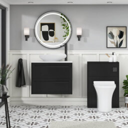 Royal Bathrooms Royal Bathroom Elmore 700mm Matt Nocturne Black Wall Mounted Bathroom Vanity Unit 2 Drawer Plain White Worktop With Nova Basin - thumbnail 5