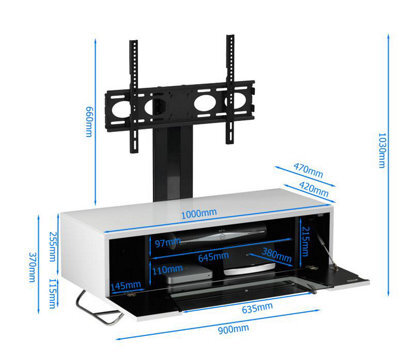 Alphason Chromium Tv-Stand With 1 Flap Black, 1000mm Include Bracket