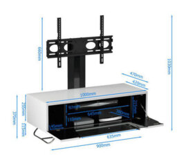 Alphason Chromium Tv-Stand With 1 Flap Black, 1000mm Include Bracket - thumbnail 1
