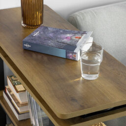 Sobuy Fwt83-Pf,industrial Coffee Table With Wheels L-Shaped Corner Desk With 2 Shelves,w132.5Xd30Xh68.5 - thumbnail 8