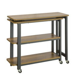 Sobuy Fwt83-Pf,industrial Coffee Table With Wheels L-Shaped Corner Desk With 2 Shelves,w132.5Xd30Xh68.5 - thumbnail 1