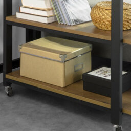 Sobuy Fwt83-Pf,industrial Coffee Table With Wheels L-Shaped Corner Desk With 2 Shelves,w132.5Xd30Xh68.5 - thumbnail 6
