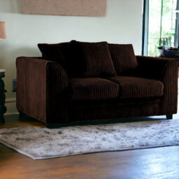 BlissFurniture Ltd Bliss Furniture Brown Jumbo Cord 2 Seater Sofa Compact Size With Scatter Back Cushions - thumbnail 4