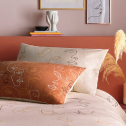 Furn. Kindred Abstract Faces Reversible Duvet Cover Set, Double, Orange - thumbnail 3