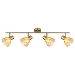 Luminosa Lighting Luminosa Zachery Ceiling Spotlight Bar Brass-Coloured Matt Amber Glass Shade 4X E14 - thumbnail 3
