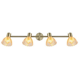 Luminosa Lighting Luminosa Zachery Ceiling Spotlight Bar Brass-Coloured Matt Amber Glass Shade 4X E14 - thumbnail 4