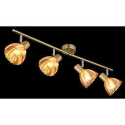 Luminosa Lighting Luminosa Zachery Ceiling Spotlight Bar Brass-Coloured Matt Amber Glass Shade 4X E14 - thumbnail 5