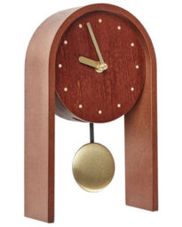 Wyld And Coco Elara Home Modern Mdf Table Clock - Brown, Round Face, Pendulum, W15 X D6 X H25Cm - thumbnail 1
