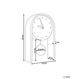 Wyld And Coco Elara Home Modern Mdf Table Clock - Brown, Round Face, Pendulum, W15 X D6 X H25Cm - thumbnail 3