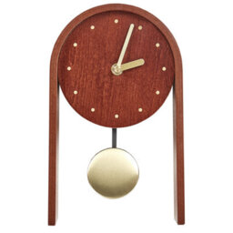 Wyld And Coco Elara Home Modern Mdf Table Clock - Brown, Round Face, Pendulum, W15 X D6 X H25Cm - thumbnail 4