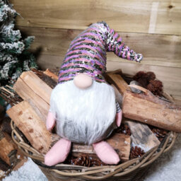 Samuel Alexander 46Cm Plush Christmas Bearded Gonk With Pink & Silver Sequined Hat Christmas Decoration - thumbnail 7