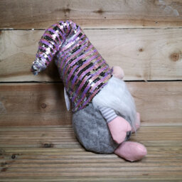 Samuel Alexander 46Cm Plush Christmas Bearded Gonk With Pink & Silver Sequined Hat Christmas Decoration - thumbnail 6