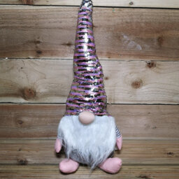 Samuel Alexander 46Cm Plush Christmas Bearded Gonk With Pink & Silver Sequined Hat Christmas Decoration - thumbnail 8