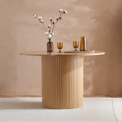 Brown Round Fluted Dining Table Axel Birlea - image 1