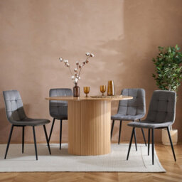 Brown Round Fluted Dining Table Axel Birlea - thumbnail 3