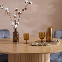 Brown Round Fluted Dining Table Axel Birlea - thumbnail 4