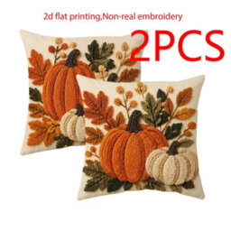 Amorly 2Pcs Halloween Throw Pillow Covers 45X45Cm 2D Printed Cushion Cases For Sofa Couch Fall Harvest Home Decor - thumbnail 1