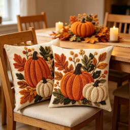 Amorly 2Pcs Halloween Throw Pillow Covers 45X45Cm 2D Printed Cushion Cases For Sofa Couch Fall Harvest Home Decor - thumbnail 6