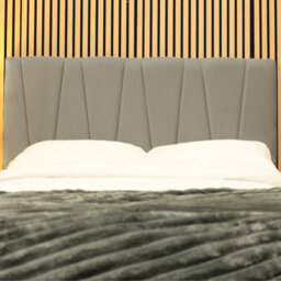 "Urban Textures - Vallor Luxury 20"" High Velvet Fabric Upholstered Headboard - Grey" - thumbnail 1
