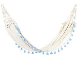 Wyld And Coco Serenity Hammock - Beige Cotton Garden Hammock With Light-Blue Boho Accents, 290 X 150 Cm - thumbnail 1