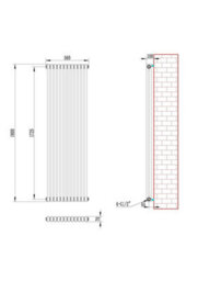 Ibathuk Regency Tall Vertical Column Radiator, 1800X560mm Slim Radiator, Wall Mounted For Bathroom - thumbnail 5