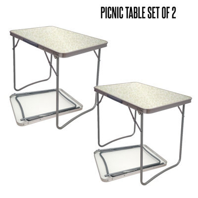 Crystals 2X Portable Mdf Wooden Top Folding Dining Table Garden Outdoor Picnic Camping White - image 1