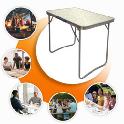 Crystals 2X Portable Mdf Wooden Top Folding Dining Table Garden Outdoor Picnic Camping White - thumbnail 4